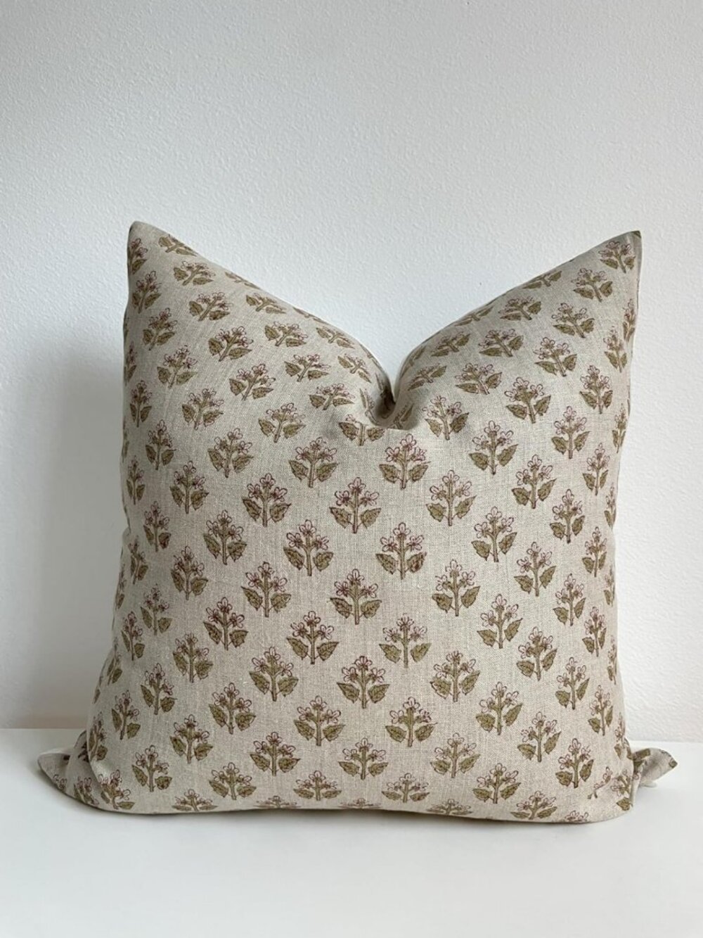 Hand Block Print Pure Linen 20x20 Inch Throw Pillow Cover - Vintage Indoor